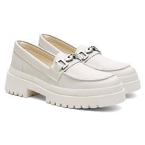 Mocassim Oxford Tratorado Sapato Feminino Off White