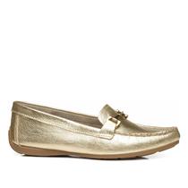 Mocassim Pegada Feminino em Couro Ouro 249007-04