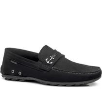 Mocassim Pegada Masculino em Couro Preto Nobuck 140913
