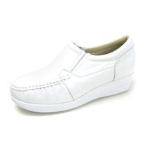 Mocassim Pierrô feminino ortopédico com elástico couro cor branco Mocassim Pierrô feminino ortopédico com elástico couro cor branco