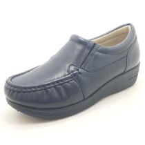 Mocassim Pierrô feminino ortopédico com elástico couro legítimo cor azul escuro Mocassim Pierrô feminino ortopédico com elástico couro legítimo cor azul escuro