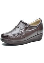 Mocassim Pierrô feminino ortopédico com zíper couro cor marrom escuro Mocassim Pierrô feminino ortopédico com zíper couro cor marrom escuro