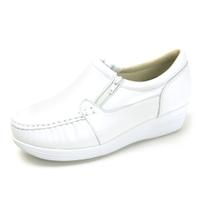 Mocassim Pierrô feminino ortopédico com zíper couro legítimo cor branco Mocassim Pierrô feminino ortopédico com zíper couro legítimo cor branco