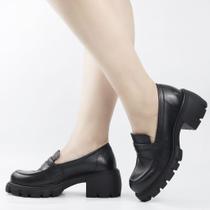 Mocassim Salto Bloco Couro