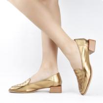 Mocassim Salto Bloco Couro