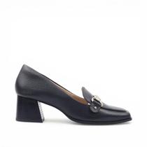 Mocassim Salto Bloco Enfeite Couro