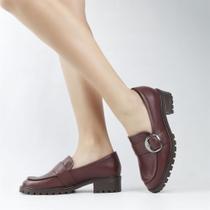 Mocassim Salto Bloco Fivela Mocassim Salto Bloco Fivela