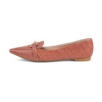 Mocassim Sapatilha Bico Fino Feminina Fivela Napa Croco Cor:MarromTamanho:34 Mocassim Sapatilha Bico Fino Feminina Fivela Napa Croco Cor:MarromTamanho:34