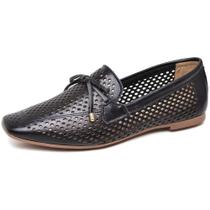 Mocassim Sapatilha Feminina Em Couro Respiravel Detalhe Perfuraçoes A Laser Solado TR Emborrachado Tamanho:34Cor:Preto Mocassim Sapatilha Feminina Em Couro Respiravel Detalhe Perfuraçoes A Laser Solado TR Emborrachado Tamanho:34Cor:Preto