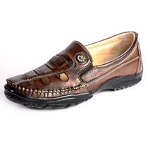 Mocassim Sapatilha Masculina Couro Legítimo Exclusive Romelks - 330 - Café