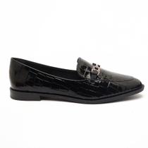 Mocassim Sapato da Corte Bico Oval Croco Detalhe Fivela Mocassim Sapato da Corte Bico Oval Croco Detalhe Fivela