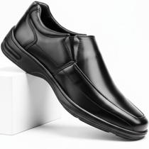 Mocassim Social Masculino Preto Sapato Loafer Elástico Ortopédico Antistress