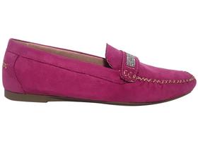 Mocassim Suede Rosa Shock Com Strass