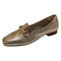 Mocassim Tomboy Couro Ouro Light