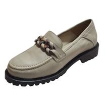 Mocassim Tratorado Elos Couro de Carneiro Off White