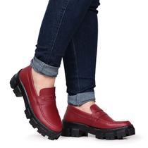 Mocassim Tratorado Oxford Feminino Blogueira Bordô