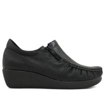 Mocassim usaflex anabela couro ziper ref 6262pl Mocassim usaflex anabela couro ziper ref 6262pl