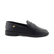 Mocassim Via Uno Loafer Elegante Moda Feminina Confortável Preta