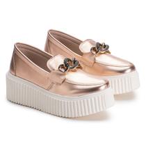 Mocassim Victoria Feminino Metalizado GuGi 405-GG Com Solado Alto Leve Mocassim Victoria Feminino Metalizado GuGi 405-GG Com Solado Alto Leve