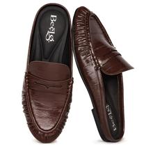 Mocassins BeelG Brown Penny Mule sem cadarço para mulheres Mocassins BeelG Brown Penny Mule sem cadarço para mulheres