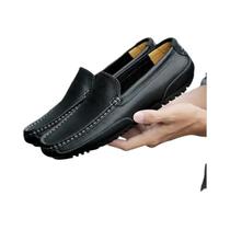 Mocassins Casuais Masculinos De Couro Genuíno Respiráveis Slip-On Para Dirigir E Ocasiões Formais