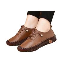 Mocassins Femininos De Couro Casual Confortáveis baixos Deslizantes Em Sapatos Vulcanizados