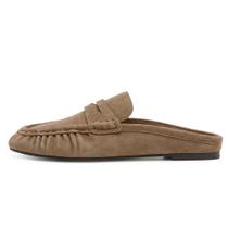 Mocassins FJQNXGY Penny para mulheres Slip on Suede Mules Brown