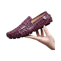 Mocassins Masculinos De Couro Envernizado Com Estampa De Crocodilo Estilo Coreano Casual Moderno