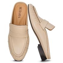Mocassins SUIARA Beige para mulheres Chunky Heel Flat Mules
