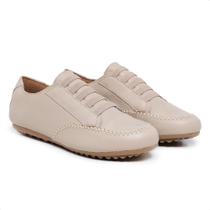 Mocatênis Casual em Couro Feminino Elástico Calce Fácil Resistente Confortável