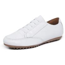 Mocatênis Feminino Couro Branco Tênis Sapatênis Mocassim Sem cadarço com Elástico