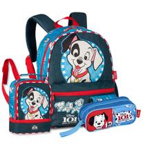 Mochila 101 Dálmatas Com Lancheira e Estojo Kit Completo