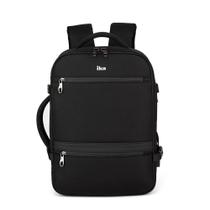 Mochila 2 em1 Preta com porta USB e fone Notebook 15.6, Pasta Executiva com Alça Carona Flight