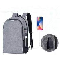 Mochila 25L Anti Furto Cadeado Senha Saída para Fone Ouvido Carregador Power Bank Notebook Cinza