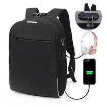Mochila 25L Anti Furto Cadeado Senha Saída para Fone Ouvido Carregador PowerBank Notebook Preto Mochila 25L Anti Furto Cadeado Senha Saída para Fone Ouvido Carregador PowerBank Notebook Preto