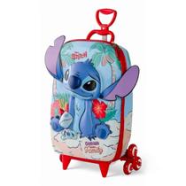 Mochila 3D c/ 3 Rodinhas Carrinho Stitch Praia Orelhas Móveis