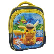 Mochila 3D escolar Infantil Pokemon Pikachu com ziper e 3 compartimento