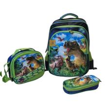 Mochila 3D Escolar + Lancheira Térmica + Estojo Astronauta