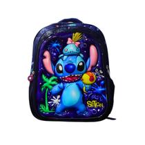 Mochila 3D Lilo Stitch Angel Infantil Passeio Escolar Rosa Mochila 3D Lilo Stitch Angel Infantil Passeio Escolar Rosa