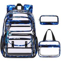 Mochila ACESAK Clear para meninos com lancheira e estojo de lápis Mochila ACESAK Clear para meninos com lancheira e estojo de lápis