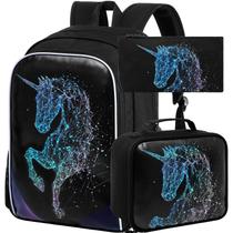 Mochila AGSDON Unicornio para Niñas de 17 Pulgadas con Lonchera y Estuche para Lápices