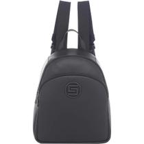 Mochila alça costa couro preto feminino smartbag