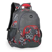 Mochila Alça Notebook 15" Reforçada Cinza/Vermelho Masculino 6558