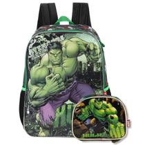 Mochila Alças Incrível Hulk + Lancheira Térmica Kit Escolar