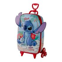 Mochila Alto Relevo Do Stitch 3d Escolar Praia Com Rodinhas