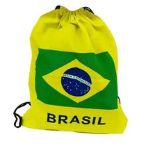 Mochila Amarela com Estampa da Bandeira do Brasil - 30x40cm