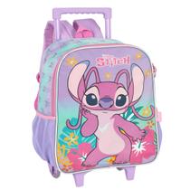 Mochila Angel Stitch Escolar Infantil Roxo Menina De Rodinha