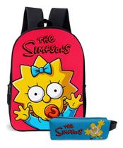Mochila Animada Simp Sons Escolar Kit Completo Estilo Jovem Estojo