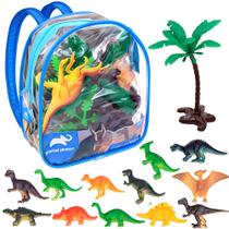 Mochila Animal Bolsa de Bichos com 12 Dinossauros 2 Arbustos