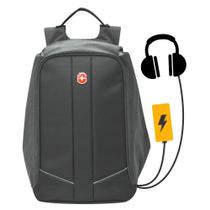 Mochila Anti-furto Notebook Impermeável porta USB Swissland